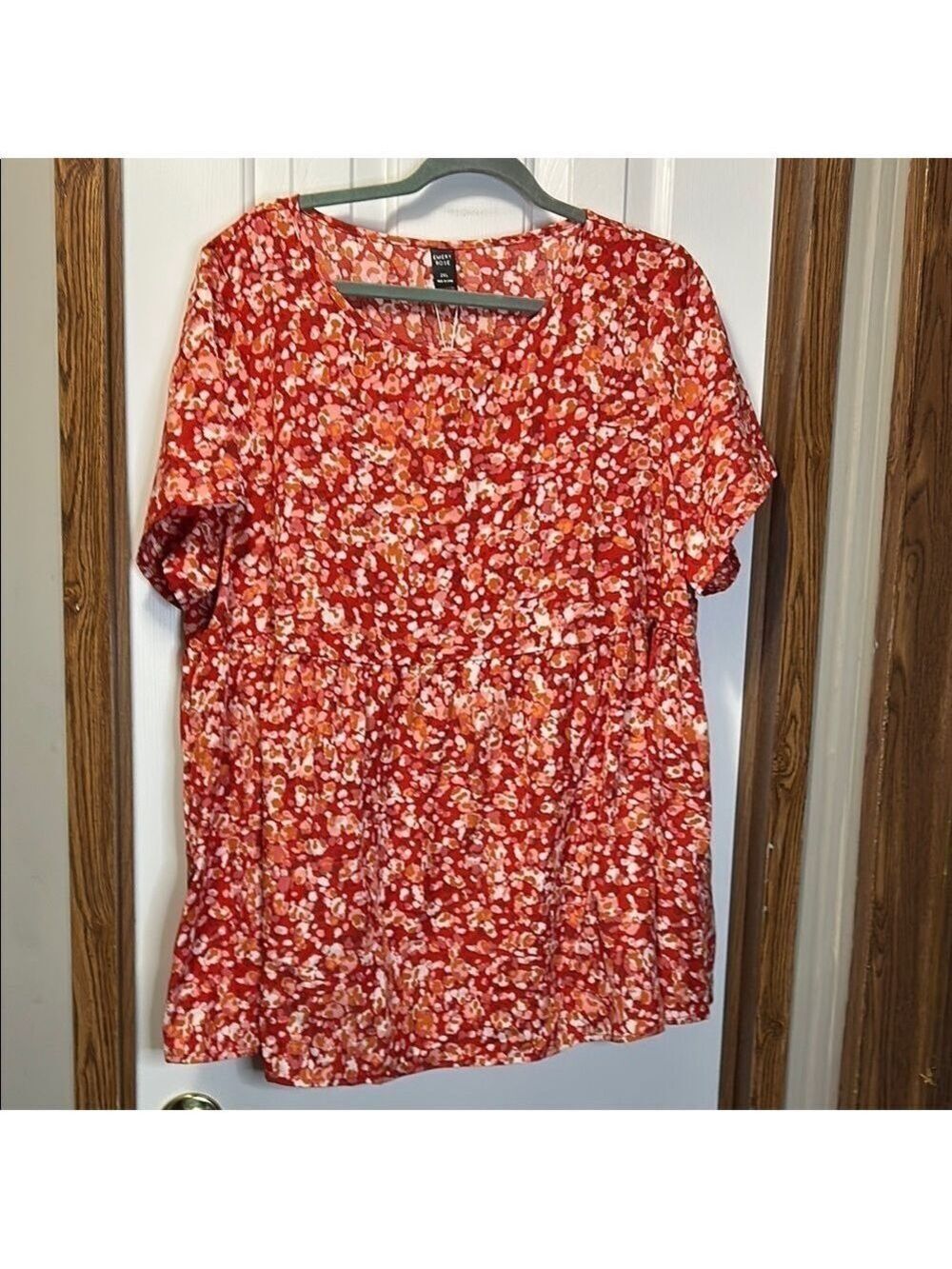 Emery Rose Red Floral Blouse NWT